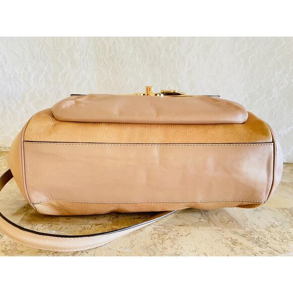 Coach Madison Madeline spectator Lizard Emb Leather Shoulder Bag 26325 Tan - Picture 5 of 10